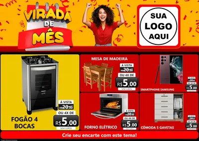 Modelo de Encarte para Encarte A4 Horizontal com o tema Virada de Mês para Móveis e Eletro