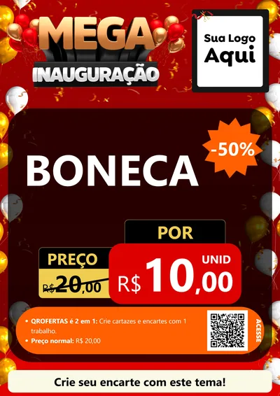 Modelo de Cartaz para Cartaz A4 Vertical com o tema Mega Inauguração para Brinquedos