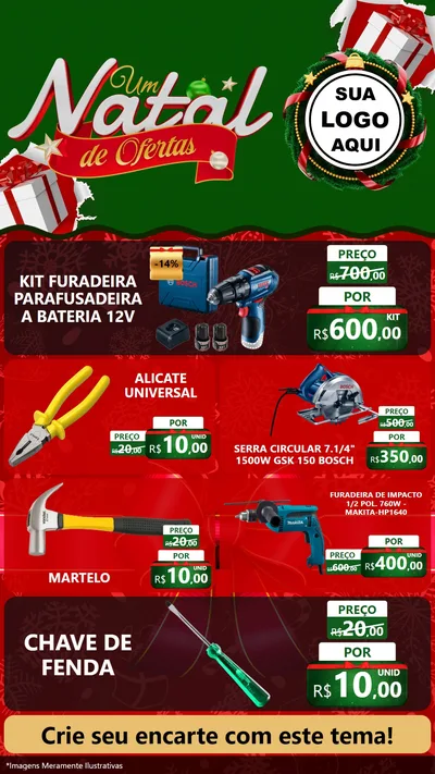 Modelo de TV para TV Vertical com o tema Um Natal de Ofertas para Maquinas e Ferramentas
