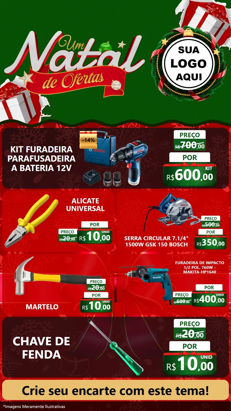 Modelo de TV para TV Vertical com o tema Um Natal de Ofertas para Maquinas e Ferramentas