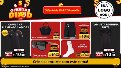 Modelo de TV para TV Horizontal com o tema Ofertas Dia D para Roupas e acessórios