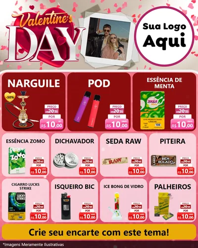 Modelo de Rede Social para Feed Instagram com o tema Valentine's Day para Tabacaria