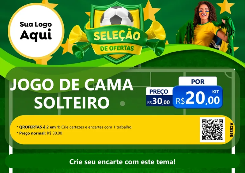 Modelo de Cartaz para Cartaz A4 Horizontal com o tema Seleção de Ofertas - Copa para Cama, Mesa e Banho