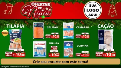 Modelo de TV para TV Horizontal com o tema Ofertas de Natal para Peixaria