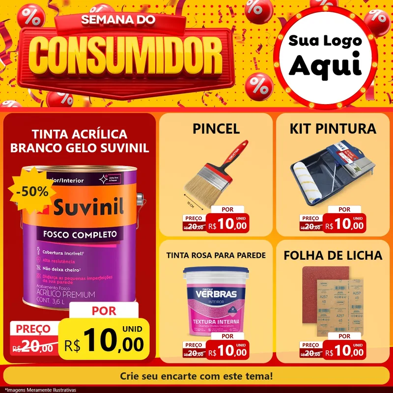 Modelo de Rede Social para Feed Facebook com o tema Semana do Consumidor para Tintas e Ferramentas
