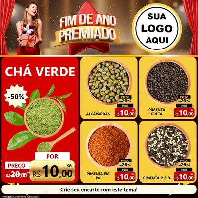 Modelo de Rede Social para Feed Facebook com o tema Fim de Ano Premiado para Produtos Naturais