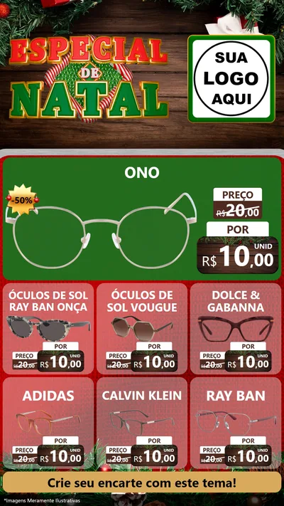 Modelo de Rede Social para Stories com o tema Especial de Natal para Óticas