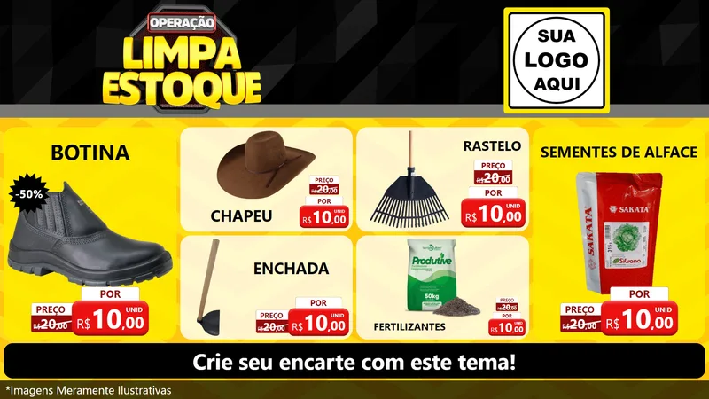 Modelo de TV para TV Horizontal com o tema Operação Limpa Estoque para Agropecuária