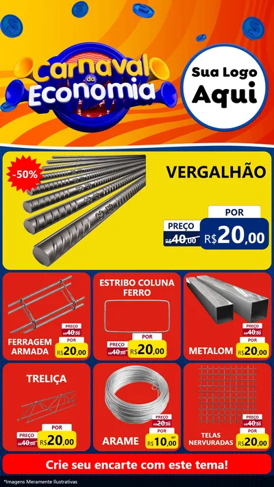 Modelo de Rede Social para Stories com o tema Carnaval da Economia para Ferragens
