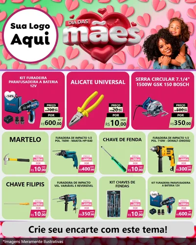 Modelo de Rede Social para Feed Instagram com o tema Dia das Mães para Maquinas e Ferramentas