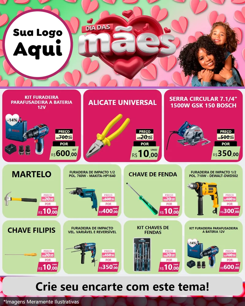 Modelo de Rede Social para Feed Instagram com o tema Dia das Mães para Maquinas e Ferramentas