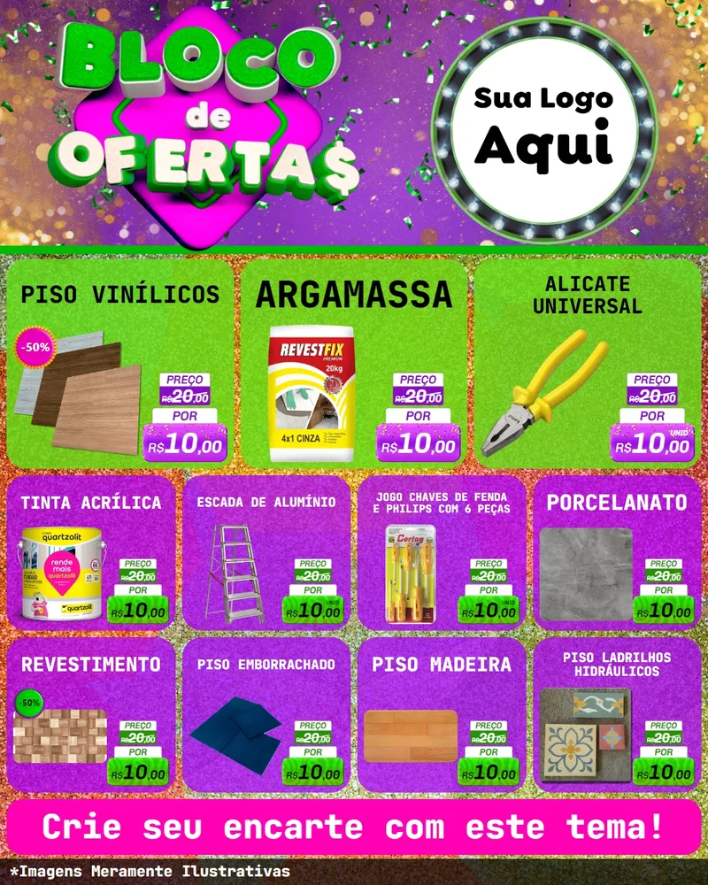 Modelo de Rede Social para Feed Instagram com o tema Bloco de Ofertas para Material para Construção
