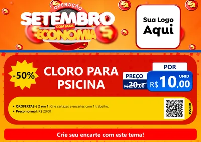Modelo de Cartaz para Cartaz A4 Horizontal com o tema Operação Setembro Com Muita Economia para Produtos para Piscina