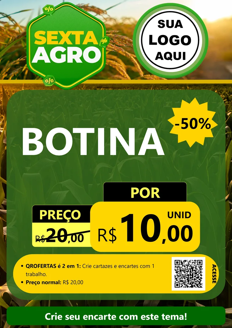 Modelo de Cartaz para Cartaz A4 Vertical com o tema Sexta Agro para Agropecuária
