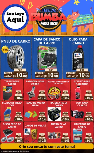 Modelo de Encarte para Encarte Grande com o tema Festival Bumba Meu Boi para Auto peças
