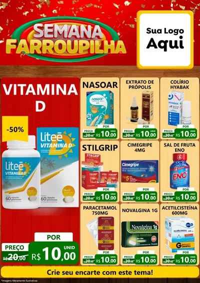 Modelo de Encarte para Encarte A4 Vertical com o tema Semana Farroupilha para Farmácia