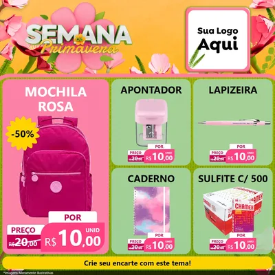 Modelo de Rede Social para Feed Facebook com o tema Semana da Primavera para Papelaria