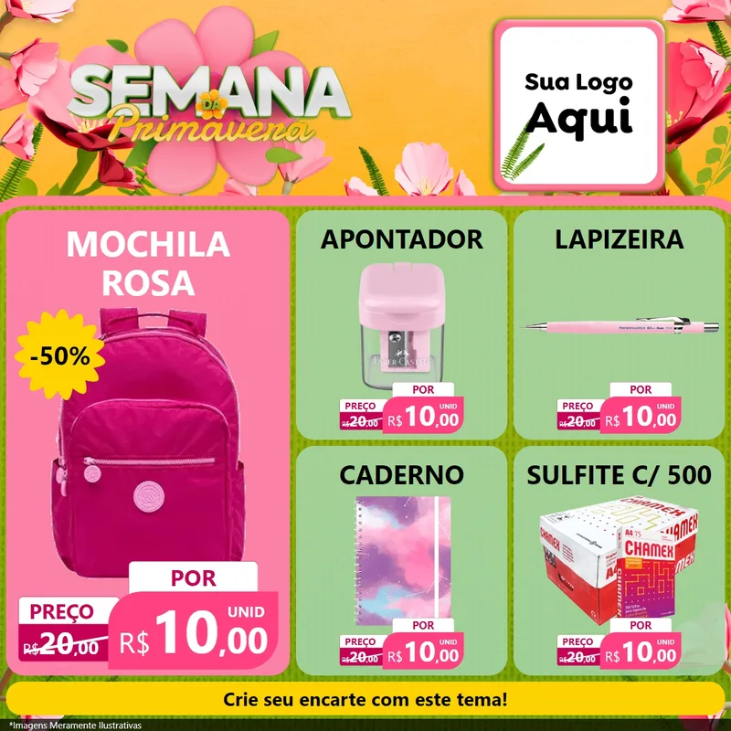 Modelo de Rede Social para Feed Facebook com o tema Semana da Primavera para Papelaria