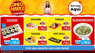 Modelo de TV para TV Horizontal com o tema Comece Março Economizando para Comida japonesa
