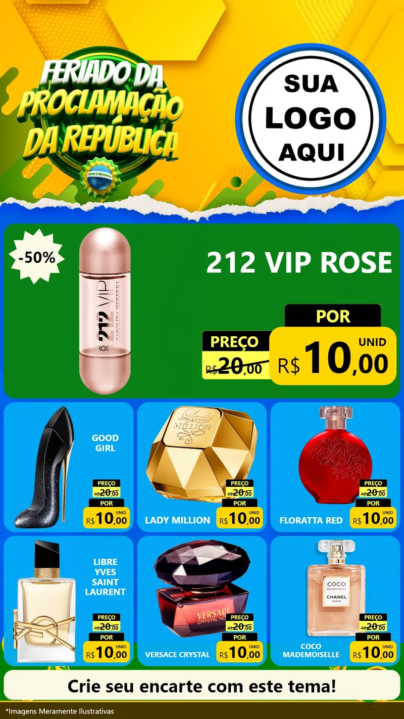 Modelo de Rede Social para Stories com o tema Feriado da Proclamação da República para Perfumes