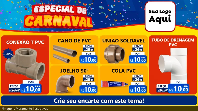 Modelo de TV para TV Horizontal com o tema Especial de Carnaval para Tubos e conexões
