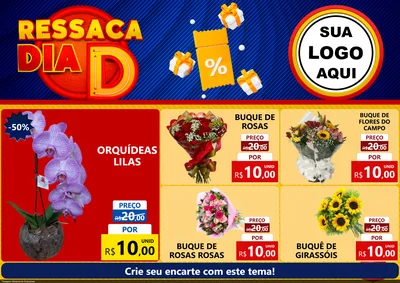 Modelo de Encarte para Encarte A4 Horizontal com o tema Ressaca Dia D para Floricultura e jardim
