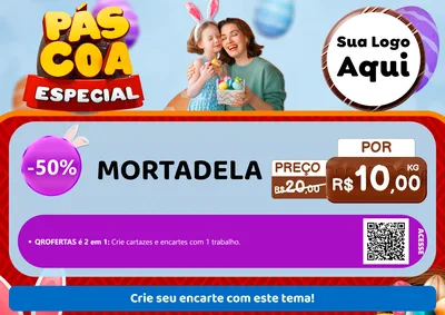 Modelo de Cartaz para Cartaz A4 Horizontal com o tema Páscoa Especial para Frios e Laticínios