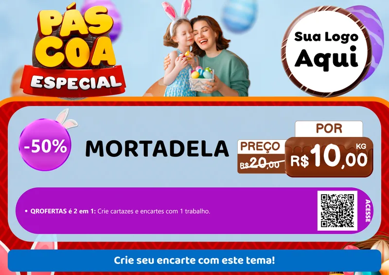 Modelo de Cartaz para Cartaz A4 Horizontal com o tema Páscoa Especial para Frios e Laticínios
