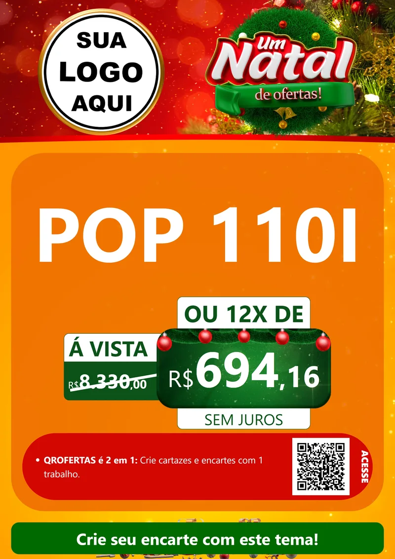 Modelo de Cartaz para Cartaz A4 Vertical com o tema Um Natal de Ofertas para Concessionaria de Motos