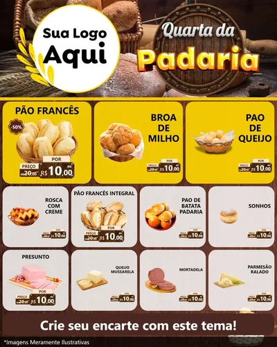 Modelo de Rede Social para Feed Instagram com o tema Quarta da Padaria para Padaria