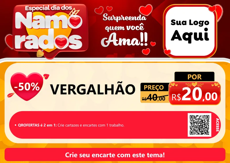 Modelo de Cartaz para Cartaz A4 Horizontal com o tema Especial Dia dos Namorados para Ferragens