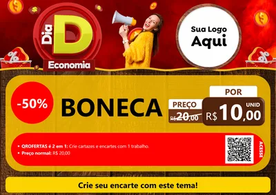Modelo de Cartaz para Cartaz A4 Horizontal com o tema Dia D Economia para Brinquedos