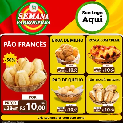 Modelo de Rede Social para Feed Facebook com o tema Semana Farroupilha para Padaria