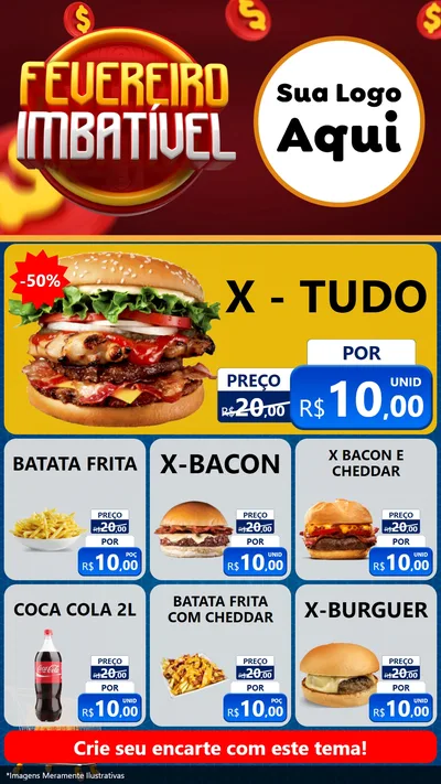 Modelo de Rede Social para Stories com o tema Fevereiro Imbatível para Hamburgueria