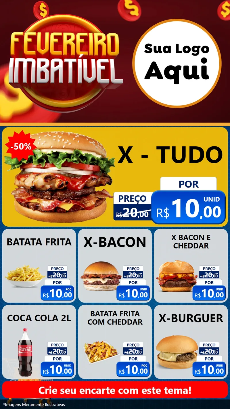 Modelo de Rede Social para Stories com o tema Fevereiro Imbatível para Hamburgueria
