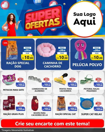 Modelo de Rede Social para Feed Instagram com o tema Super Ofertas para Pet Shop
