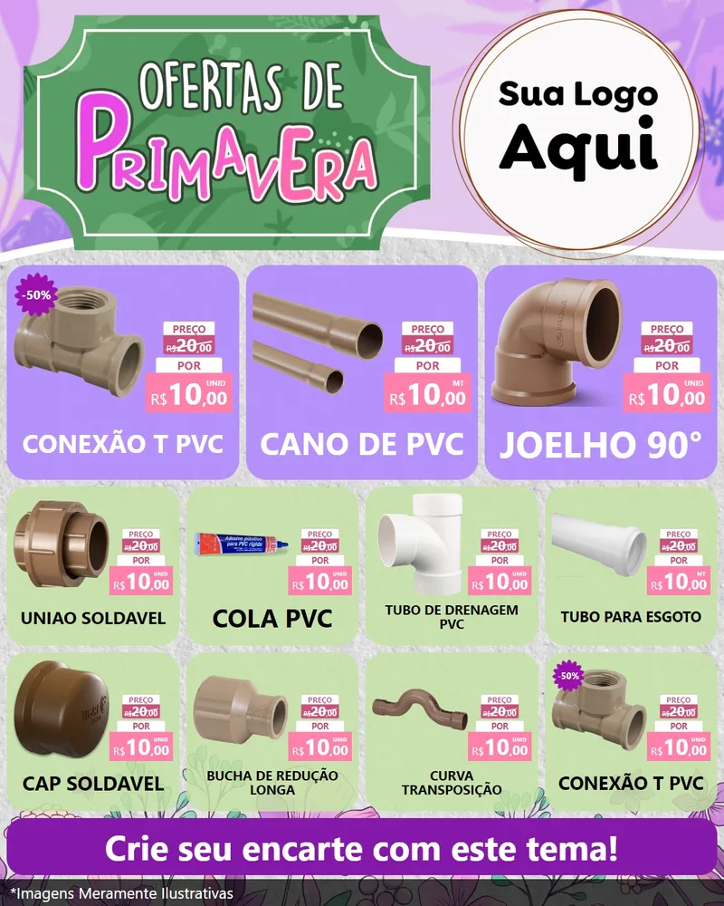 Modelo de Rede Social para Feed Instagram com o tema Ofertas de Primavera para Tubos e conexões