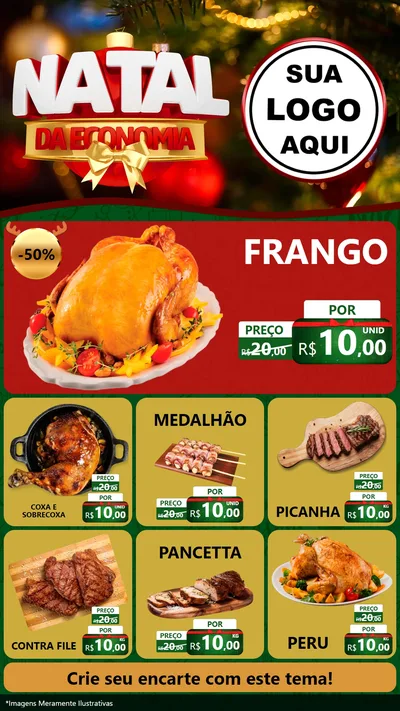 Modelo de Rede Social para Stories com o tema Natal da Economia para Assados