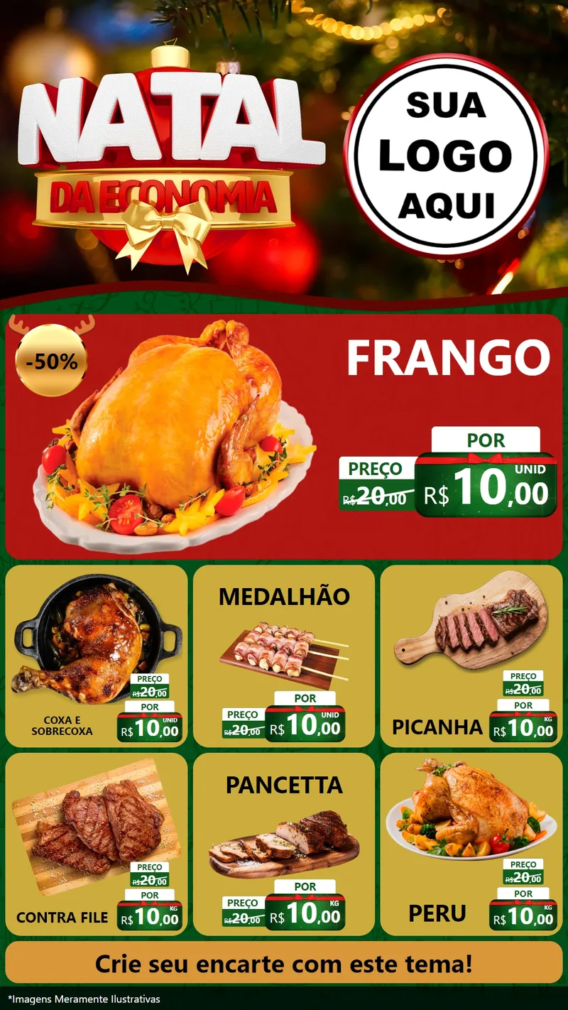 Modelo de Rede Social para Stories com o tema Natal da Economia para Assados