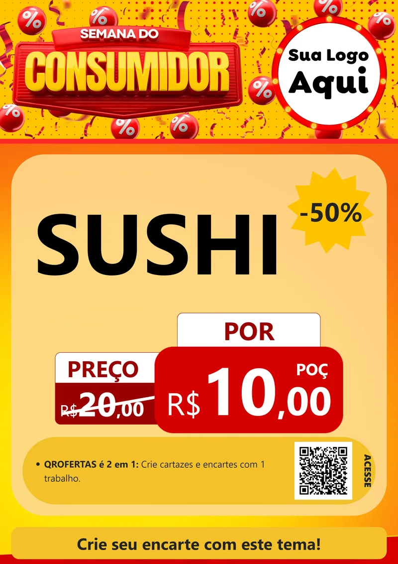 Modelo de Cartaz para Cartaz A4 Vertical com o tema Semana do Consumidor para Comida japonesa