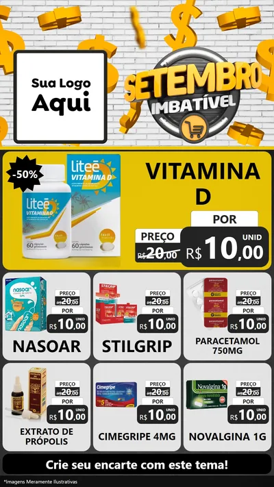 Modelo de Rede Social para Stories com o tema Setembro Imbatível para Farmácia