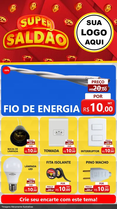 Modelo de Rede Social para Stories com o tema Super Saldão para Materiais Elétricos