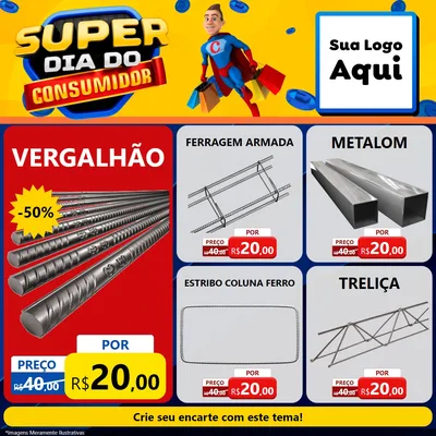 Modelo de Rede Social para Feed Facebook com o tema Super Dia do Consumidor para Ferragens