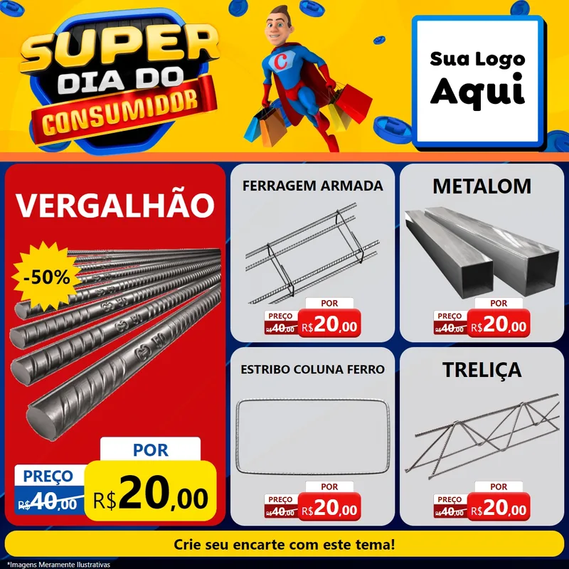 Modelo de Rede Social para Feed Facebook com o tema Super Dia do Consumidor para Ferragens