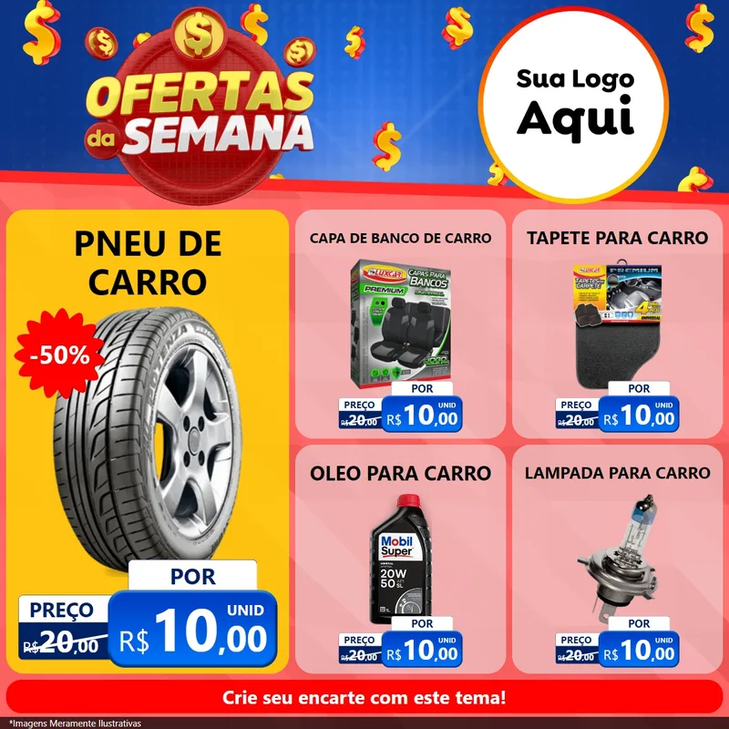 Modelo de Rede Social para Feed Facebook com o tema Ofertas Da Semana para Auto peças