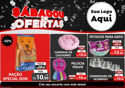 Modelo de Encarte para Encarte A4 Horizontal com o tema Sabadou de Ofertas para Pet Shop