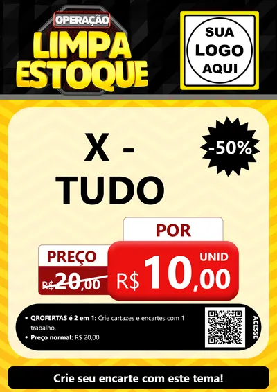 Modelo de Cartaz para Cartaz A4 Vertical com o tema Operação Limpa Estoque para Hamburgueria