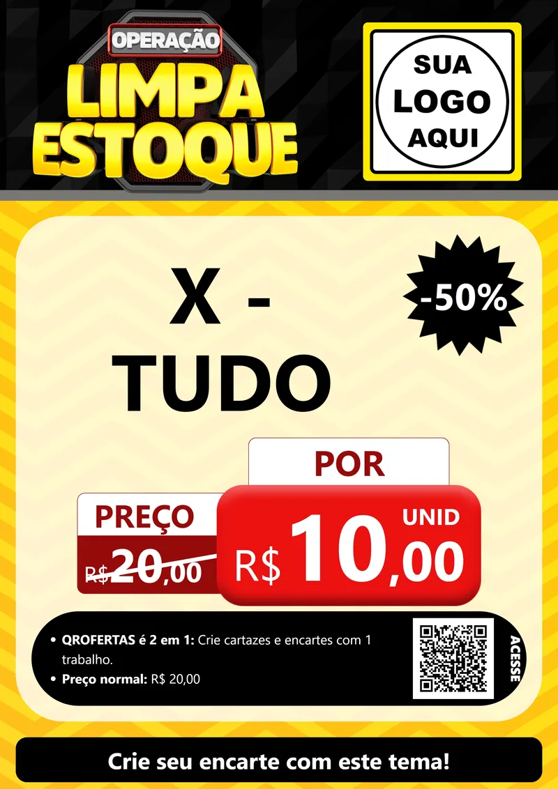 Modelo de Cartaz para Cartaz A4 Vertical com o tema Operação Limpa Estoque para Hamburgueria