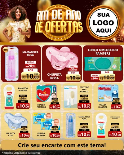 Modelo de Rede Social para Feed Instagram com o tema Fim de Ano de Ofertas para Bebês