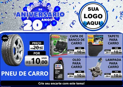 Modelo de Encarte para Encarte A4 Horizontal com o tema Promoção de Aniversário - 20 Anos para Auto peças